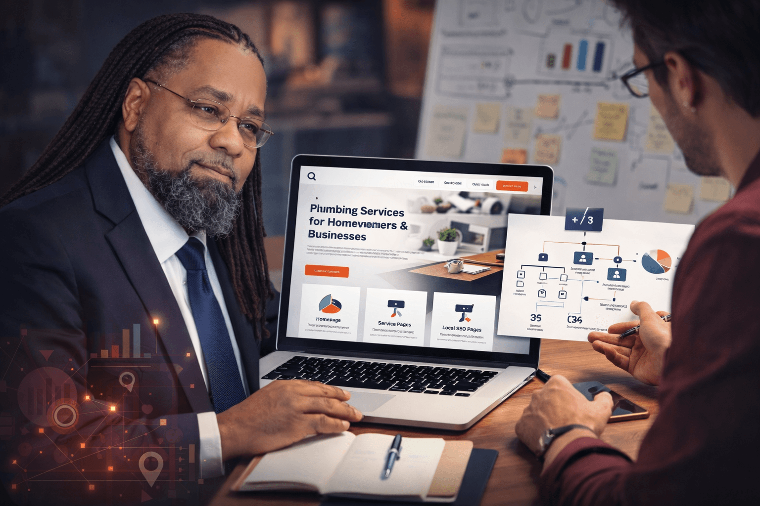 Website redesign consultation with a small business owner