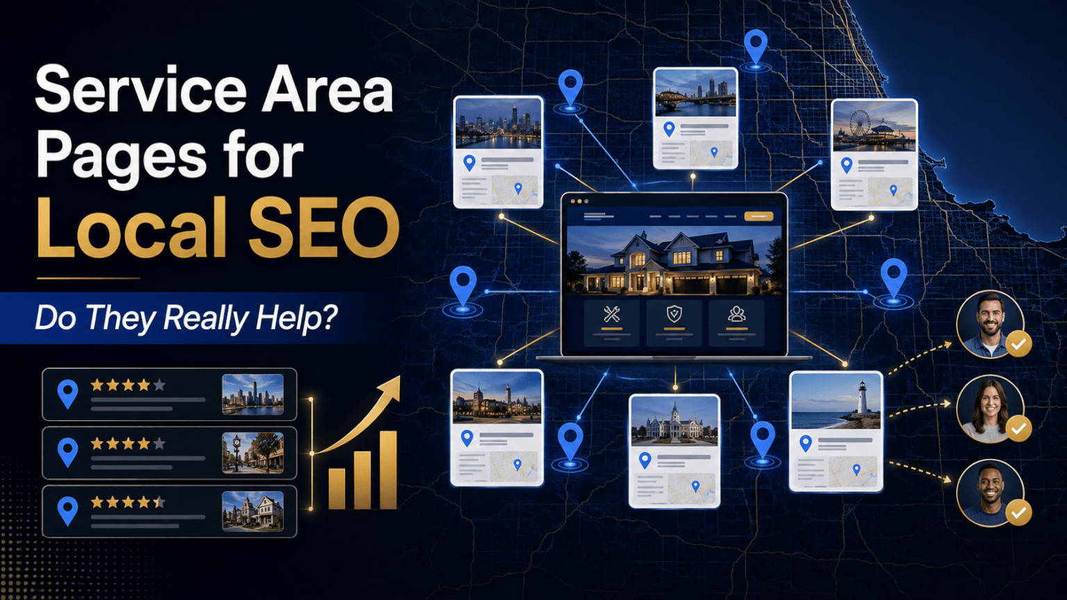Service area pages for local SEO connecting a small-business website to customers in multiple nearby cities
